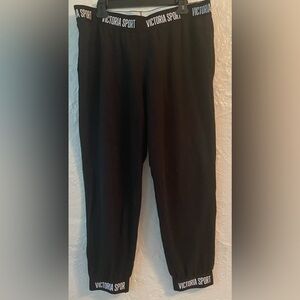 Victoria Secret Sport black jogger style lounge pants, logo detail; size XL